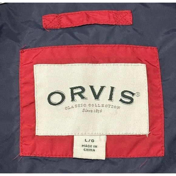 ORVIS Mens Duck Down Puffer Vest Sz L Red Button Front Zipper Pockets GUC - Picture 16 of 16
